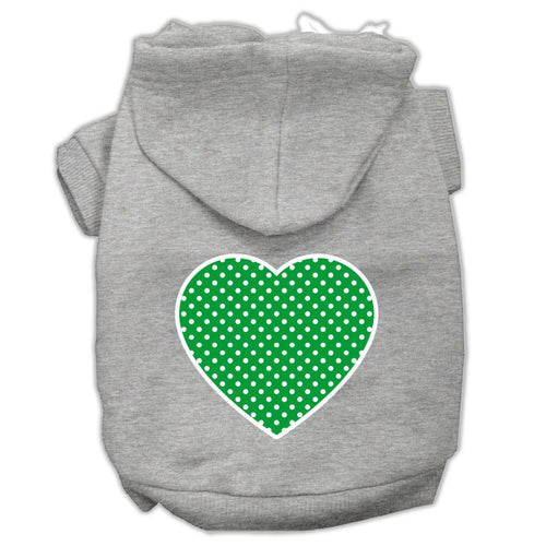 Pet Hoodie Green Swiss Dots Heart