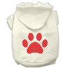 Pet Hoodie Red Swiss Dots Paw
