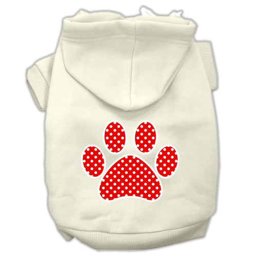 Pet Hoodie Red Swiss Dots Paw