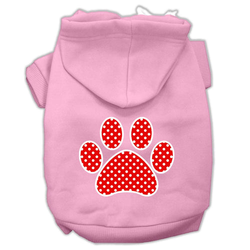 Pet Hoodie Red Swiss Dots Paw