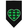 Pet and Dog Bandana Screen Printed, Green Argyle Heart