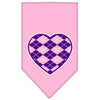 Pet and Dog Bandana Screen Printed, Argyle Heart Purple