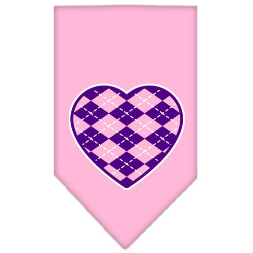 Pet and Dog Bandana Screen Printed, Argyle Heart Purple