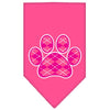 Pet and Dog Bandana Screen Printed,  Pink Argyle Paw