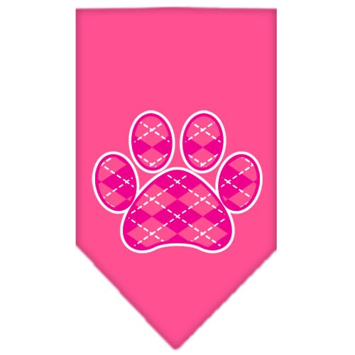 Pet and Dog Bandana Screen Printed,  Pink Argyle Paw