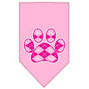 Pet and Dog Bandana Screen Printed,  Pink Argyle Paw