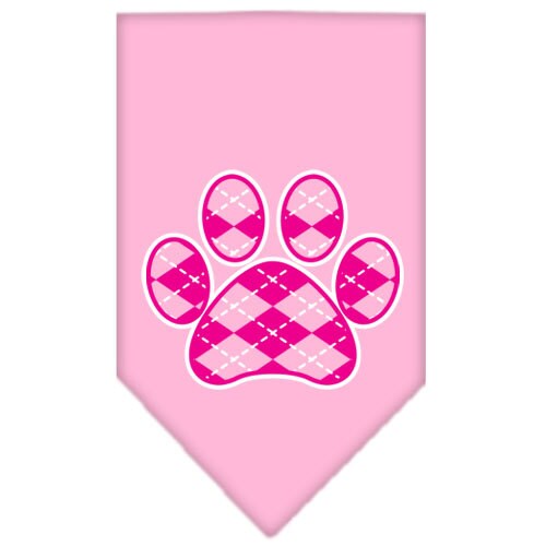 Pet and Dog Bandana Screen Printed,  Pink Argyle Paw