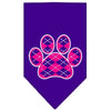 Pet and Dog Bandana Screen Printed,  Pink Argyle Paw