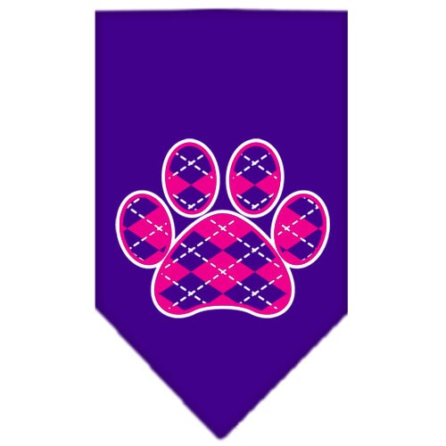 Pet and Dog Bandana Screen Printed,  Pink Argyle Paw