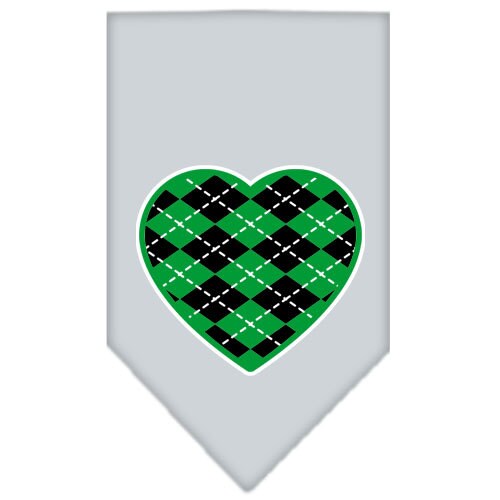 Pet and Dog Bandana Screen Printed, Green Argyle Heart