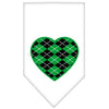 Pet and Dog Bandana Screen Printed, Green Argyle Heart