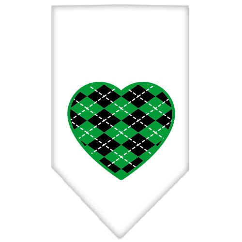 Pet and Dog Bandana Screen Printed, Green Argyle Heart