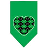 Pet and Dog Bandana Screen Printed, Green Argyle Heart