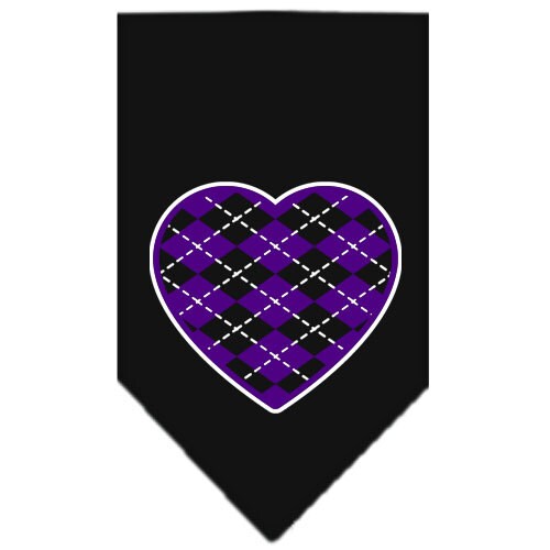 Pet and Dog Bandana Screen Printed, Argyle Heart Purple