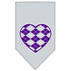 Pet and Dog Bandana Screen Printed, Argyle Heart Purple