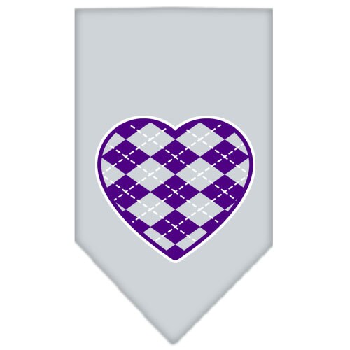 Pet and Dog Bandana Screen Printed, Argyle Heart Purple