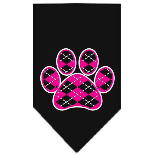 Pet and Dog Bandana Screen Printed,  Pink Argyle Paw