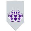 Pet and Dog Bandana Screen Printed, Purple Argyle Paw