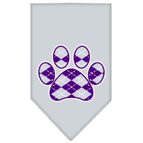 Pet and Dog Bandana Screen Printed, Purple Argyle Paw