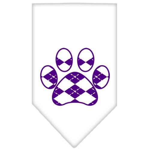 Pet and Dog Bandana Screen Printed, Purple Argyle Paw