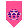 Pet and Dog Bandana Screen Printed, Purple Argyle Paw