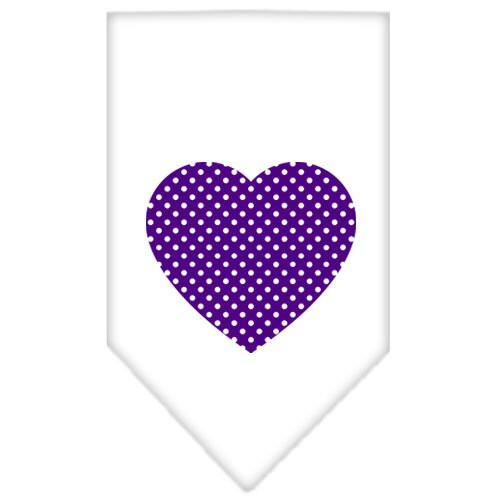 Pet and Dog Bandana Screen Printed, Purple Swiss Dot Heart