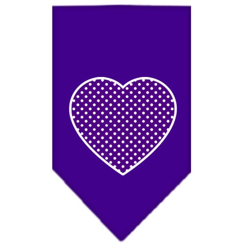 Pet and Dog Bandana Screen Printed, Purple Swiss Dot Heart