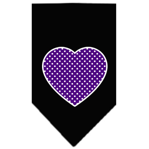 Pet and Dog Bandana Screen Printed, Purple Swiss Dot Heart
