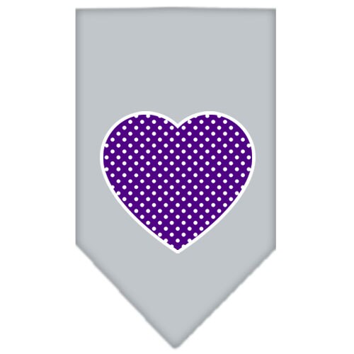 Pet and Dog Bandana Screen Printed, Purple Swiss Dot Heart