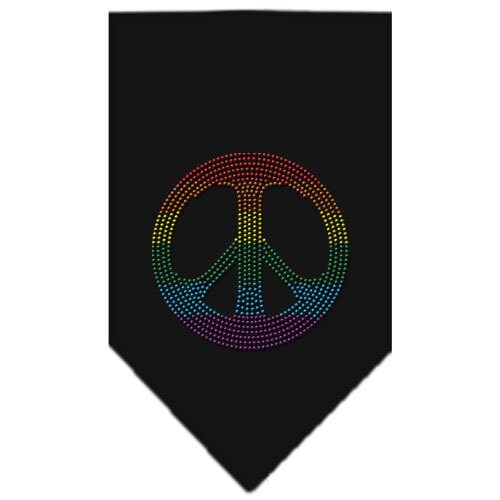 Pet and Dog Bandana Rhinestone, Rainbow Peace Sign