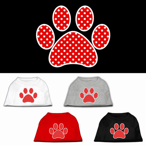 Pet Shirt Swiss Dots Red Paw