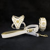 Maximus White&Gold Small dog SET - Harness - collar - lead