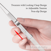6 Adjustable Stainless Steel Non-slip Tweezers 2 Pcs Set: Bent-Tip Tweezers and Straight-Tip Tweezers
