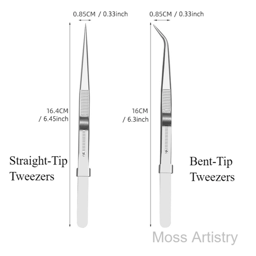 6 Adjustable Stainless Steel Non-slip Tweezers 2 Pcs Set: Bent-Tip Tweezers and Straight-Tip Tweezers