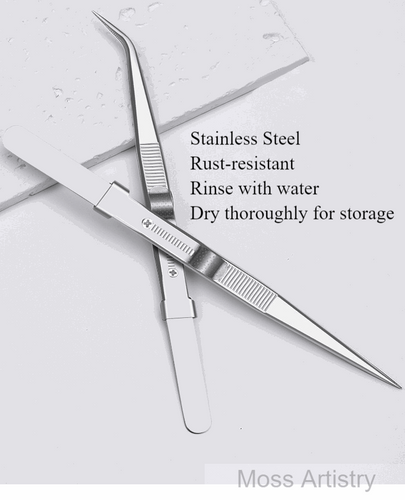 6 Adjustable Stainless Steel Non-slip Tweezers 2 Pcs Set: Bent-Tip Tweezers and Straight-Tip Tweezers