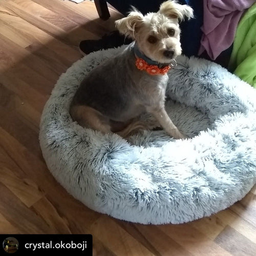 Mr. Peanut's 28 OrthoPlush® Pet Bed - Snowflake White Two Tone