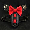 The Bowtie handmade leather harness black Small to Medium Size