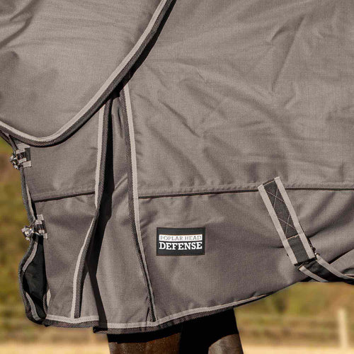 Jeffers Poplar Head Defense 1680 Denier Turnout Blanket with Detachable Neck, 240 Gram, Plymouth Brown