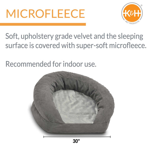 K&H Pet Products Orthopedic Bolster Sleeper Dog Bed, Gray, Medium, 30