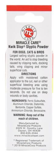 Kwik Stop Styptic Powder for Dogs, Cats, & Birds
