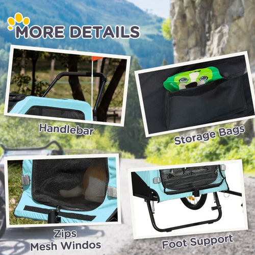 2-in-1 Dog Bike Trailer Pet Stroller Carrier for Large Dogs
