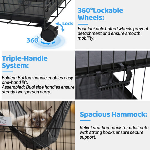 50 Inch 3-Tier Cat Cage with Plastic Platforms CT52