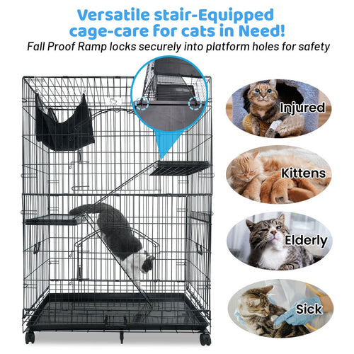 50 Inch 3-Tier Cat Cage with Plastic Platforms CT52