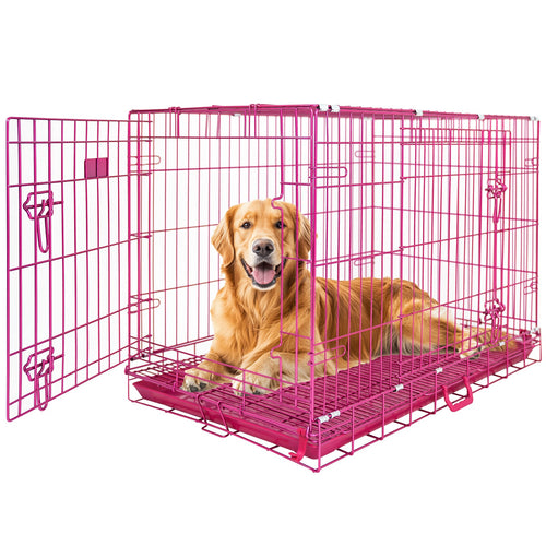 24-42 Collapsible Pink Dog Crate RED24-42