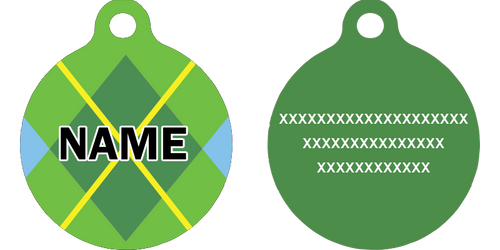 Lime Argyle HD Dog ID Tag