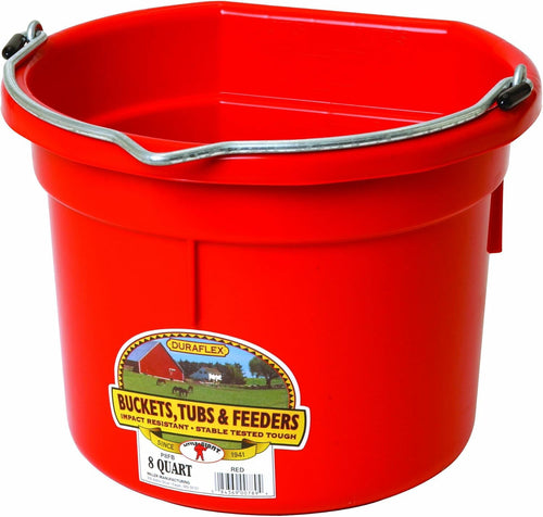 Little Giant Flat-Back Plastic Buckets – Impact-Resistant, Easy to Hang, 8 qt & 20 qt