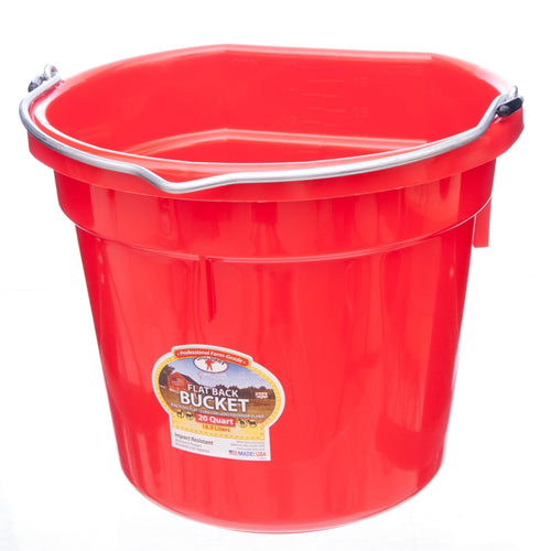 Little Giant Flat-Back Plastic Buckets – Impact-Resistant, Easy to Hang, 8 qt & 20 qt
