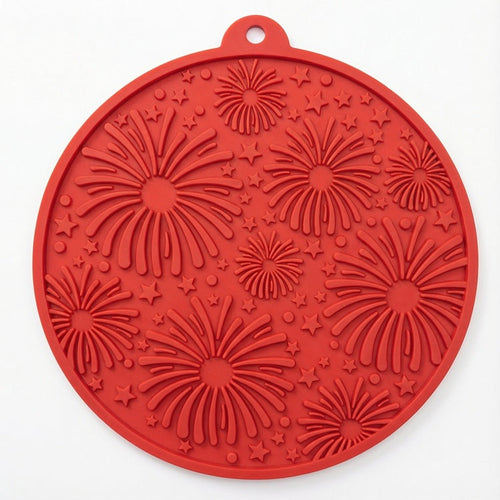 USA-K9 Fireworks Design eMat - Enrichment Lick Mat For Dogs and Cats - with Suction Cups | USA Made