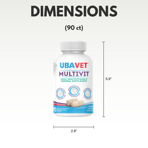 UBAVET MULTIVIT Daily Vitamin and Mineral Tablet for Dogs – Comprehensive Nutritional Support – (90 ct)