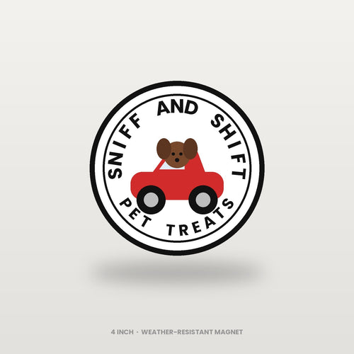 Sniff and Shift Circle-Logo Magnet: 4 Inch
